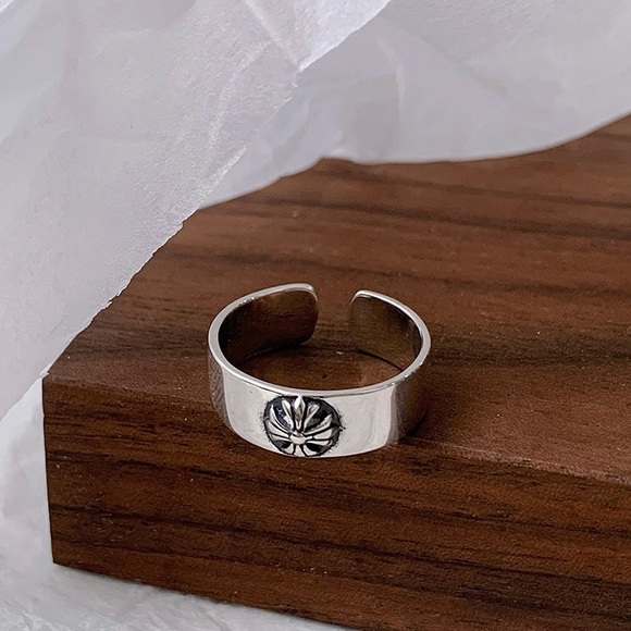 Silver ring chrome ring chrome heart ring stacking silver ring - Picture 2 of 3